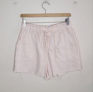 NWT Cloth & Stone | Linen Blend Beige Drawstring Shorts with Frayed Hem Small